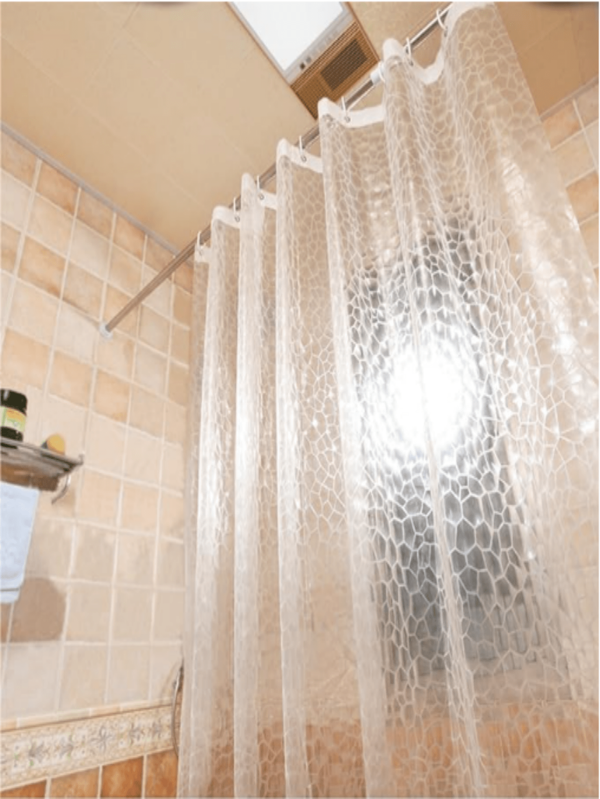 1pc Transparent Eva Shower Curtain, Cube Pattern, Waterproof, Bathroom Use, With Hooks Home Bathroom Decor Fall Decor Bathroom Accessories Back To School