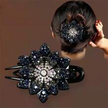 1 pièce Attache à cheveux fleur strass, douce, cool, haut de gamme, élégante. Pince à cheveux pour coiffure relevée de femme, convient pour un port quotidien, à la maison, en extérieur, pour aller travailler, en rendez-vous, décontracté, au bureau. Barrettes à cheveux pour la Saint-Valentin