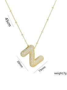 1 Peça de Novo Colar de Pingente de Letra A-Z com Micro Pavé de CZ de Luxo, Colar de  de Letra de Nome Inicial masculino e feminino, eletroplatedo com ouro de 18k.