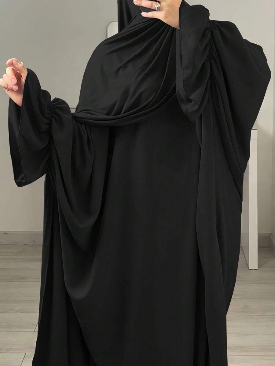 1pc Moisture-Wicking And Breathable Loose Comfortable Batwing Abaya, Suitable For Women's Daily Wear Without Headscarf Soft Hijab,Women Veil - 彩色 - 查看 1