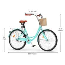 24 Inch Beach Cruiser Bike For Women - 1 Speed Commute Bike For Adults - Womens Bicycle With Adjustable Seat In Mint Green - 薄荷綠 - 查看 7