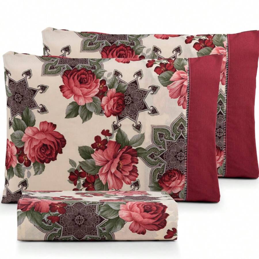 Sheet Sets With Pillowcases - 酒紅色 - 查看 1