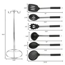 Classic Cuisine Set Of Non Stick 6 Utensils And Wire Stainless Steel Rack Easy Access Cooking - Thép không gỉ - Xem 4