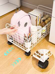 Backpack Storage Rack, Snack And Item Organizer, Wheeled Basket With Iron Construction For Books, Small Table Cart, And Under Desk Book Box - Multicolor - View 3