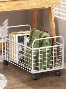 Backpack Storage Rack, Snack And Item Organizer, Wheeled Basket With Iron Construction For Books, Small Table Cart, And Under Desk Book Box - Multicolor - View 8