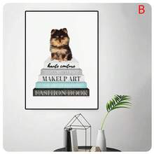 1PC Animals Pomeranian Books Posters Wall Art Canvas Painting Image Print Home Bedroom Bedside Background Decor Prints Unframed - Multicolor - View 4