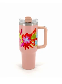 Vaso térmico 1 pieza, vaso térmico con tapa, botella de agua aislada de acero inoxidable de 40 oz con asa, vaso portátil para coche, hogar, oficina, accesorio de viaje de verano, regalo de cumpleaños - 40 onzas - Ver 30