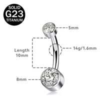 1 Pc 14G G23 Titanium Belly Button Rings Hypoallergenic Implant Grade AAAAA Cubic Zirconia Belly Navel Rings Piercing Belly Bars For Women Ladies - Umbilical Ring - View 14