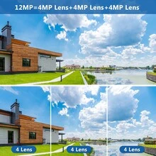 1入組1200萬像素戶外WiFi攝像頭，三鏡頭雙屏幕8倍變焦，CCTV迷你攝像頭ICsee帶有人臉識別、自動跟蹤、安全防護、監視功能，防水，兼容NVR和ONVIF - 查看 4