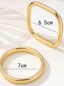 時尚雙件套簡單百搭光澤手環，復古風格 - 彩色 - 查看 2