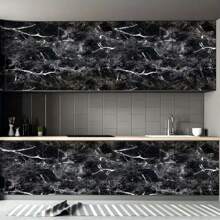 LFASCU 1 rollo de papel tapiz de mármol negro de 15,7"X393,7" de despegar y pegar, papel tapiz de vinilo autoadhesivo y removible de mármol negro, papel tapiz impermeable para cubrir paredes, gabinetes y encimeras - Negro - Ver 5