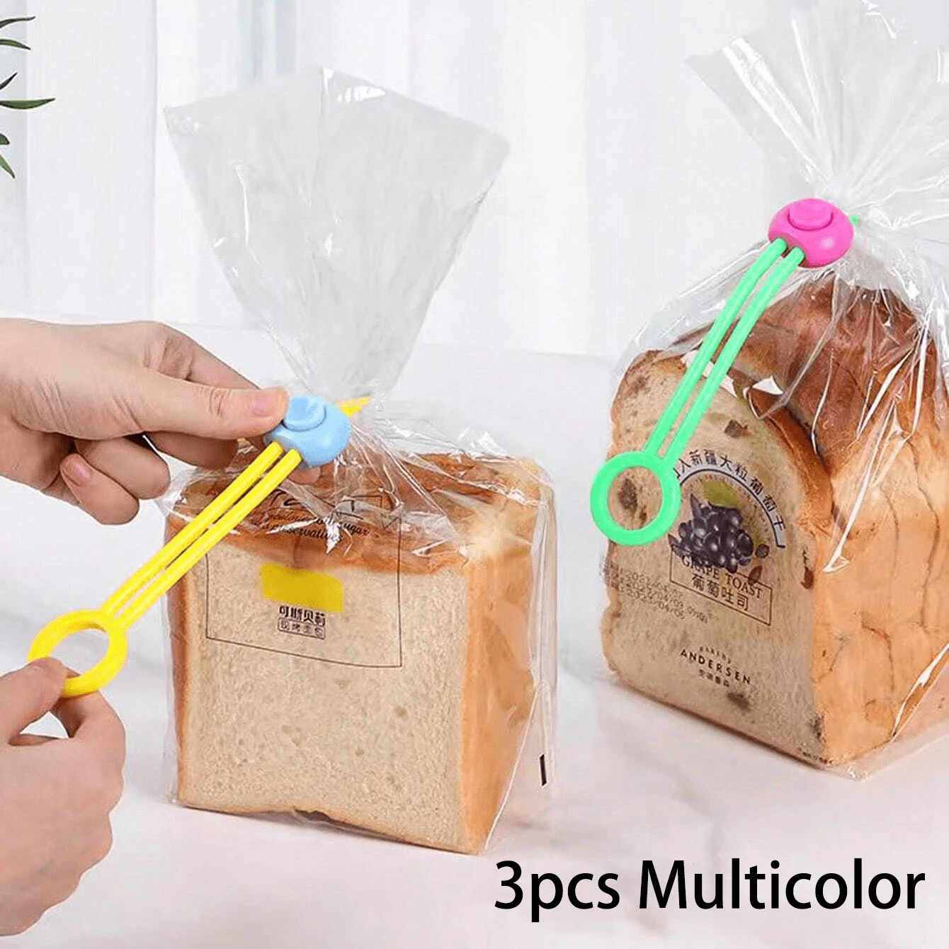 1/3/6/12件三色零食保鲜带创意食品密封圈扣，电线管理线整理器，厨房收纳保鲜工具