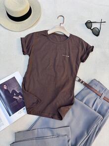 Women T-Shirts - 棕色 - 查看 3