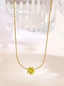 1 Peça Colar Pingente De Diamante De 6 Presilhas Em Aço Inoxidável Com Design Único No Estilo Europeu E Americano Banhado A Ouro, Adequado Para Uso Diário E Festa De Namoro
