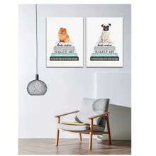 1PC Animals Pomeranian Books Posters Wall Art Canvas Painting Image Print Home Bedroom Bedside Background Decor Prints Unframed - Multicolor - View 2