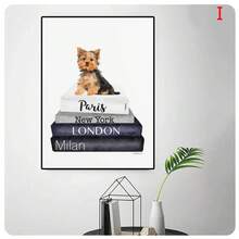 1PC Animals Pomeranian Books Posters Wall Art Canvas Painting Image Print Home Bedroom Bedside Background Decor Prints Unframed - Multicolor - View 9