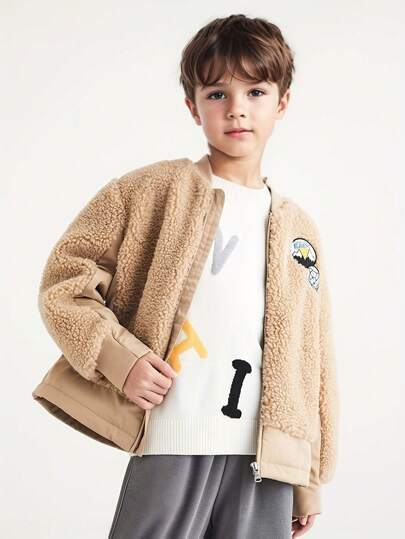 Annil 儿童服装：男童、成人、夹克、棒球立领、羊毛大衣、冬季