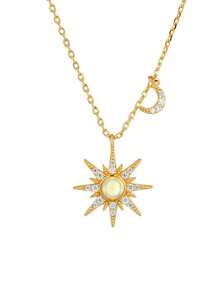 1 pièce Collier pendentif au style européen et américain en argent sterling S925 avec opale blanche australienne de forme cubique oxydée, convient pour un port quotidien, les rendez-vous, les fêtes, la Saint-Valentin et les cadeaux de bijoux pour la Fête des Mères