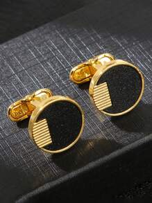 時尚流行男士圓形裝飾袖扣合金，適合珠寶禮物和時尚外觀 - 彩色 - 查看 11