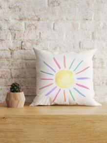 1 Stück/4 Stücke Super weicher dekorativer Kissenbezug mit Cartoon Wetter Herz Regenbogen Sonnen Muster, geeignet für Auto, Bekleidungsgeschäft, Heimdekoration, Schlafzimmerkissenbezug, Wohnzimmer Sofakissenbezug (Kissenkern nicht inbegriffen)