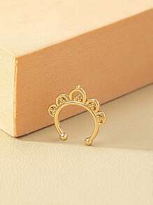 1pc Minimalist Vintage Metal Personalized Floral Fake Nose Ring, Adjustable Opening - Nose Ring - View 4