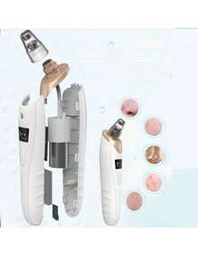 6 en 1  ABS Blackhead Absorber Instrumento de limpieza multifunción para eliminar puntos black, kit de succión de puntos black faciales limpiador de poros extractor de acné herramienta de eliminación de acné kit de eliminación de acné equipo de belleza (blanco) Moderno Removedor de Puntos black para el Hogar - Blanco - Ver 8