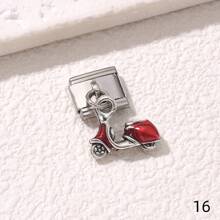1/5/10 piezas Surtido de dijes encantadores en forma de mariquita, donut, cisne, tacón alto, estrella y helado, serie de dijes modulares italianos para brazalete, accesorios de joyería - Manualidades de joyería DIY