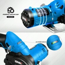 12V Compact Cordless Circular Saw With 85mm 20T Blade And Hex Key, Adjustable Cutting Depth/Angle, Blue (Tool Only)