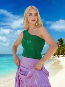 Women Knit Tops - Green - View 1