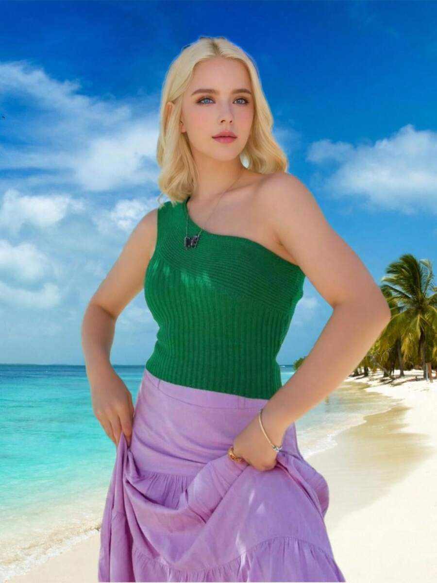 Women Knit Tops - Green - View 1