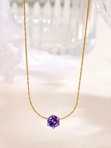 1 Peça Colar Pingente De Diamante De 6 Presilhas Em Aço Inoxidável Com Design Único No Estilo Europeu E Americano Banhado A Ouro, Adequado Para Uso Diário E Festa De Namoro