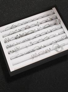 64-20 chiếc nhẫn xếp chồng thời trang tinh tế với thiết kế hình trái tim, hình giọt nước, hình bướm, hình học, hình tròn, hình lá, ngọc trai giả, vô tận, lượn sóng, bắt chéo, bện và băng rộng, hoàn hảo cho ngày lễ, tiệc tùng, hẹn hò và đeo hàng ngày (Không bao gồm hộp) Ngày lễ tình nhân, mẹ, mẹ, ngày của mẹ, quà tặng - Vàng - Xem 8