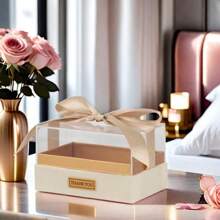 1pc Candybox Boxes Valentine's Day Gifts Crystal Box Preserved Flowers Storage Box Storage BoxGift Flower Gift Cloth Square Candybox Boxes - Beige - View 1