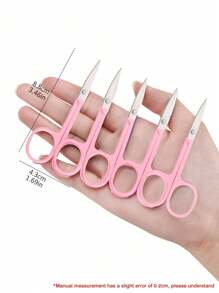 HMQ beauty 1支不鏽鋼眉毛修剪剪刀,適用於假睫毛修剪、鼻毛、鬍鬚、臉部毛髮去除工具 - 粉色 - 查看 6