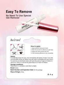 Asiteo 0.18 oz/1 pieza de pegamento para pestañas de estilo fuerte, transparente, impermeable, aspecto natural, sin látex para extensiones de pestañas DIY que mantienen pegamento de extensión de pestañas de larga duración, no irritante y de secado rápido con aplicador de cepillo,adhesivo para pestañas - Blanco - Ver 6