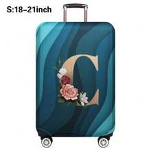 行李箱罩旅行箱罩适用于 18 至 32 英寸行李箱保护套，适用于男士女士户外度假旅行必需品配件涤纶行李箱弹力防尘罩时尚首字母姓名 A 至 Z 金色花朵字母印花包，适用于学校用品