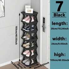 1 set Multi-Layer DIY Scaffale per scarpe, Scaffale per scarpe da bagno, Organizzatore per scarpe salvaspazio per soggiorno, Scaffale per scarpe montato sulla porta per l'ingresso. - nero - Visualizzare 13