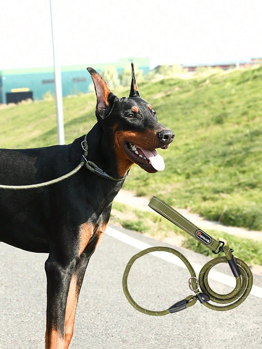 1 pieza Correa para mascotas militar verde reflectante con cuerda P adecuada para perros medianos y grandes - Verde militar - Ver 1