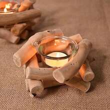 1pc Driftwood Glass Candle Holder Romantic Home Creative Decoration Candlestick Aromatherapy Tabletop Decor - Multicolor - View 6