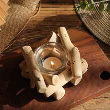 1pc Driftwood Glass Candle Holder Romantic Home Creative Decoration Candlestick Aromatherapy Tabletop Decor - Multicolor - View 11
