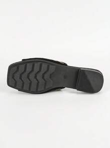 Women's Colorful Rhinestone Flat Sandals, Summer Casual Black Suede Slippers Valentines