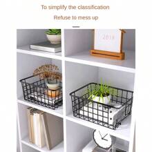 1pc/2pcs Rose Gold Storage Basket Cloth Desktop Snack Iron Storage Basket - Multicolor - View 3
