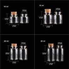 24pcs/Lot 10ml/15ml/20ml/25ml/30ml/40ml/45ml/50ml/55ml/60ml Transparent Glass Bottles With Cork Stopper, DIY Craft Small Bottle, Wishing Bottle, Home Decoration, Storage Jars Best Gifts Birthday Graduation