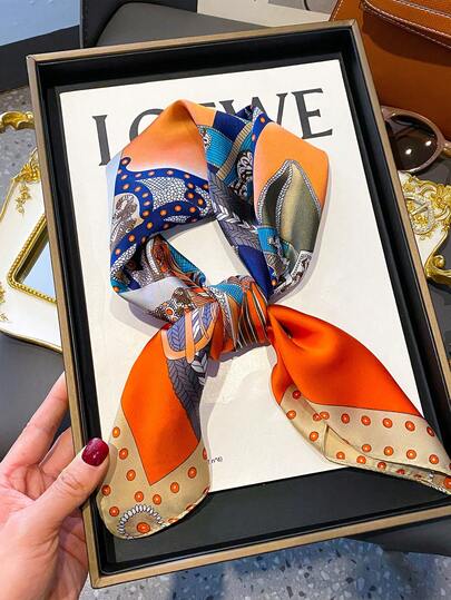 1PCS Silk Scarfs 春秋装饰 Ins 简约条纹围巾 丝带真丝围巾 围巾