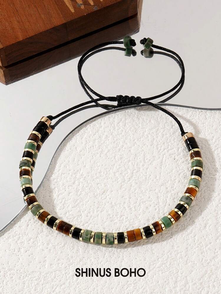 Bracciale Boho In Pietre Naturali Rodocrosite - Regalo Donna, Fatto A Mano