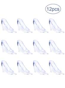 12 件迷你塑料水晶鞋，3.5 英寸透明细高跟鞋装饰，可爱高跟鞋雕像装饰品，适用于婚礼、生日派对、餐桌装饰、成人礼物， - 彩色 - 查看 13