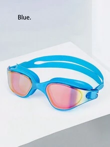 成年人用1入組游泳護目鏡，一體式矽膠大框架，大視野游泳眼鏡，防水和電鍍黑色、銀色、白色和粉色防曬游泳眼鏡。 - 彩色 - 查看 20