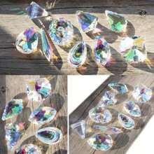 10入組彩色水晶吊燈燈飾吊墜水晶掛件，鮮花掛飾，適用於家居車內裝飾