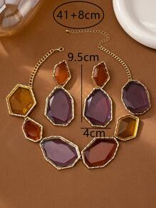 1 Set Of Fashionable And Versatile Bright Earrings And Necklace For Summer