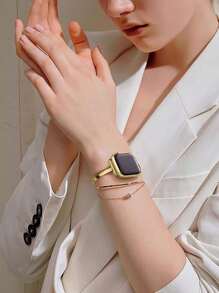 1pc Luxury Shiny Gold Metal Watchband, Compatible With Ultra2, SE, S9/8/7/6/5/4/3/2/1 Series Smartwatch, Fashion Elegant Strap For Young Women, Size 38/40/41mm & 42/44/45/49mm Smartwatch Accessories